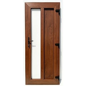 Usa exterior FENSTERWELT, cu geam, dreapta, PVC, 96 x 205 cm, nuc
