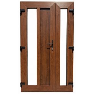 Usa exterior FENSTERWELT, cu geam, stanga, PVC, 120 x 205 cm, nuc