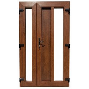 Usa exterior FENSTERWELT, cu geam, dreapta, PVC, 120 x 205 cm, nuc