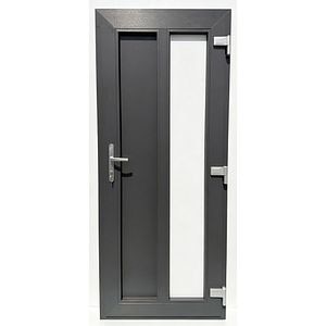 Usa exterior FENSTERWELT, cu geam, dreapta, PVC, 86 x 205 cm, gri antracit