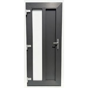 Usa exterior FENSTERWELT, cu geam, stanga, PVC, 96 x 205 cm, gri antracit