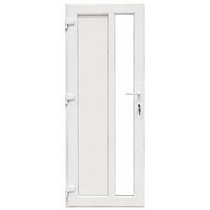 Usa exterior FENSTERWELT, cu geam, stanga, PVC, 86 x 205 cm, alb