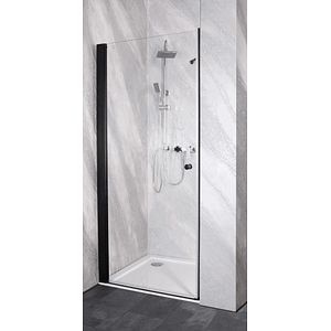 Usa pentru dus, batanta, aluminiu si sticla, negru, 90 x 195 cm • Sanotechnik Sanoflex