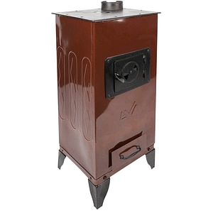 Soba din tabla emailata tip Godin, maro, 40,2 kg, 89 x 37,5 x 37,5 cm 