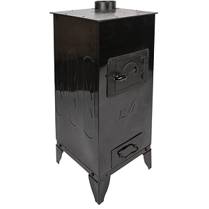 Soba din tabla emailata tip Godin, negru, 40.2 kg, 89 x 37,5 x 37,5 cm 