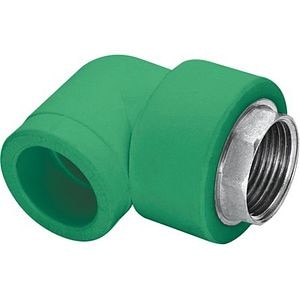 Cot PPR metalic, 90 de grade, 20 mm, racord 1/2, filet interior, verde