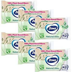 Hartie igienica umeda ZEWA Aloe Vera, 6 pachete, 42 bucati