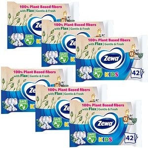 Hartie igienica umeda ZEWA Kids, 6 pachete, 42 bucati