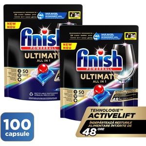 Detergent pentru masina de spalat vase FINISH Ultimate All In 1, 2 x 50 tablete
