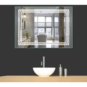 Oglinda baie ELVES NC021, dreptunghiulara, 80 x 60 cm, Iluminare LED, Dezaburire