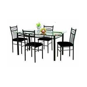 Set mobilier bucatarie/terasa/gradina, negru, 4 pers, masa + 4 scaune  Korfu