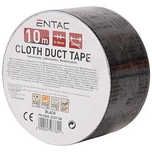 Banda adeziva ENTAC, insertie textila, 50mm x 10m, negru