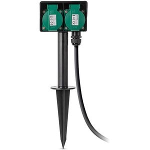 Prelungitor ENTAC ESE1.5G2-5-IP44S, 3680W, 2 prize, 5m, negru