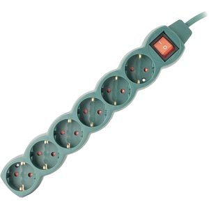 Prelungitor ENTAC ESE1.5G6-3-SW-G, 6 prize Shucko, 3m, intrerupator, verde