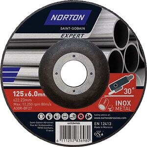 Disc polizare NORTON, 125 x 6 x 22 mm, oxid de aluminiu, maro