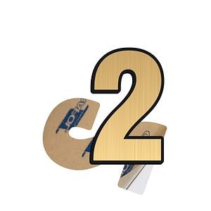 Cifra 2, ABS, Gravat, Auriu, M6 • Creative Sign