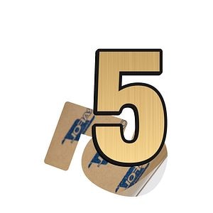 Cifra 5, ABS, Gravat, Auriu, M6 • Creative Sign
