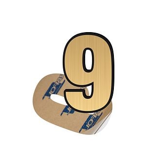 Cifra 9, ABS, Gravat, Auriu, M6 • Creative Sign