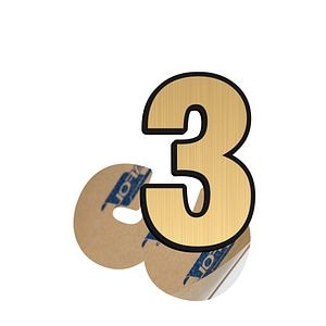 Cifra, 3 ABS, Gravat, Auriu, M6 • Creative Sign