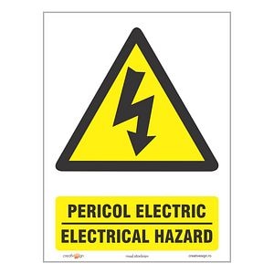 Indicator Bilingv Pericol Electric  Creative Sign
