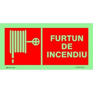 Indicator "furtun de incendiu" CREATIVE SIGN, fotoluminiscent, 10 x 20cm