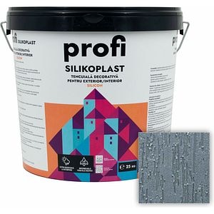 Tencuiala decorativa structurata PROFI SILIKOPLAST, 2 mm, gri aluminiu, 25 kg