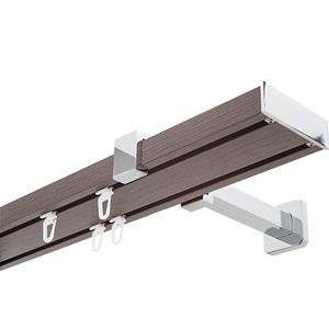 Set galerie dubla, wenge, aluminiu, 240 cm x 70 mm  Te-ma
