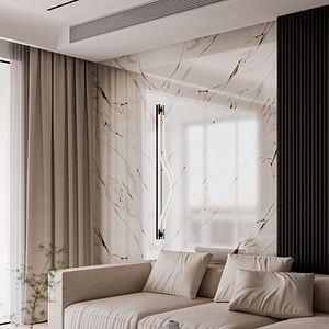 Panou decorativ Wall Glossy Marble Gold, SPC, 122 x 280 cm, alb