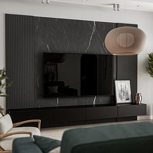 Panou decorativ perete Palermao, SPC, 280 x 96.5 cm, negru
