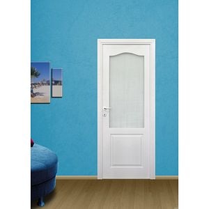 Usa de interior cu geam, alb, reversibila, mdf, 203 x 88 cm, toc inclus • Anatolia
