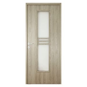 Usa de interior cu geam, gri, reversibila, mdf, 203 x 78 cm, toc inclus • Karpat