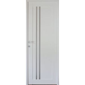 Usa de interior cu geam, alb, reversibila, mdf, 203 x 88 cm, toc inclus • Della