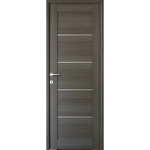 Usa de interior cu geam, antracit, reversibila, mdf, 203 x 78 cm, toc inclus • Mirra