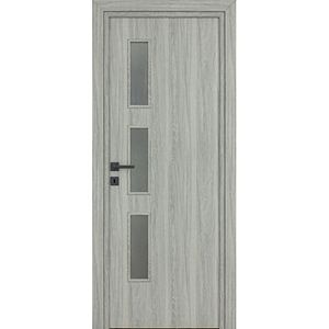 Usa interior Karpat Solo, cu geam, reversibila, MDF, 88 x 203 cm, gri deschis