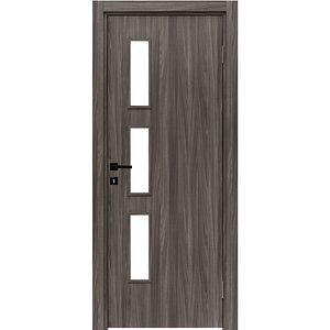 Usa interior VELTA Lumia, cu geam, reversibila, MDF, 88 x 203 cm, gri inchis