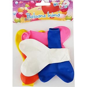 Baloane inima, latex, multicolor, 5 buc