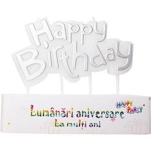 Lumanari aniversare "La multi ani", alb, 1 buc