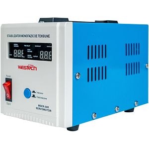 Stabilizator tensiune monofazat cu servomotor Westech MSER-500 (V2), 500VA (375W)