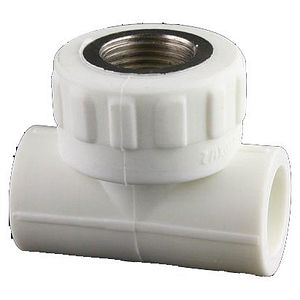 Teu plastic cu filet interior, diametru 25 mm, racord 1/2 alb