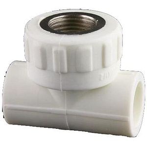 Teu plastic cu filet interior, diametru 25 mm, racord 3/4 alb