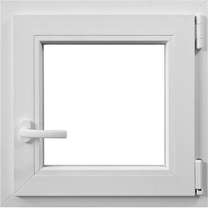 Fereastra termopan PVC, geam Float + Low-E, alb, 4 camere, 56 x 56 cm, dreapta, simpla deschidere, batanta • Aplast