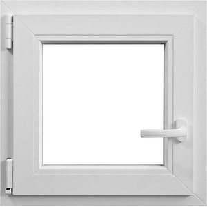 Fereastra termopan PVC, geam Float + Low-E, alb, 4 camere, 56 x 56 cm, stanga, dubla deschidere, oscilobatanta • Aplast