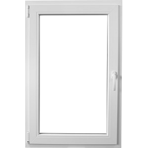Fereastra termopan PVC, geam Float + Low-E, alb, 4 camere, 76 x 116 cm, stanga, dubla deschidere, oscilobatanta • Aplast