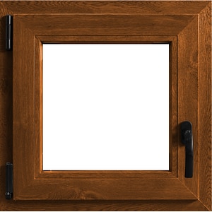 Fereastra termopan PVC, geam Float + Low-E, nuc, 6 camere, 56 x 56 cm, stanga, dubla deschidere, oscilobatanta • Aplast