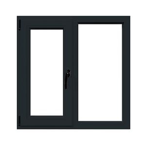 Fereastra termopan PVC, geam Float + Low-E, gri, 6 camere, 116 x 116 cm, stanga, dubla deschidere, fixa + oscilobatanta  Aplast
