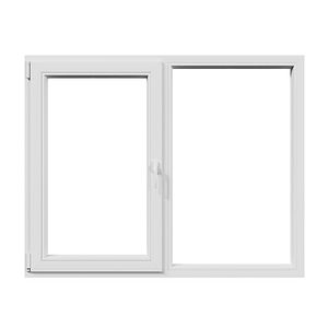 Fereastra termopan PVC, geam Float + Low-E, alb, 4 camere, 136 x 116 cm, stanga, dubla deschidere, fixa + oscilobatanta • Aplast