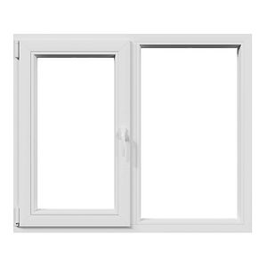 Fereastra termopan PVC, geam Float + Low-E, alb, 4 camere, 146 x 116 cm, stanga, dubla deschidere, fixa + oscilobatanta • Aplast