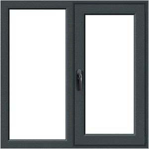 Fereastra termopan APLAST, PVC, 5 camere, 116 x 116 cm, deschidere fixa + batanta dreapta, gri antracit