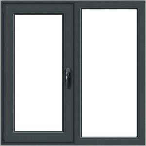 Fereastra termopan APLAST, PVC, 5 camere, 116 x 116 cm, deschidere fixa + batanta stanga, gri antracit