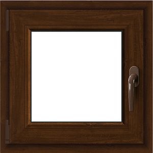 Fereastra termopan APLAST, PVC, 5 camere, 56 x 56 cm, deschidere oscilobatanta stanga, maro